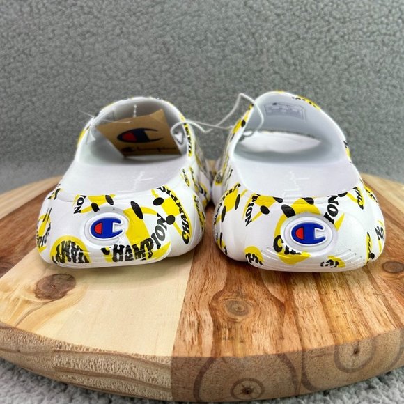 Champion Men\'s Meloso Squish Smile Slides Sandals White Black Yellow Sz 10 main image 7